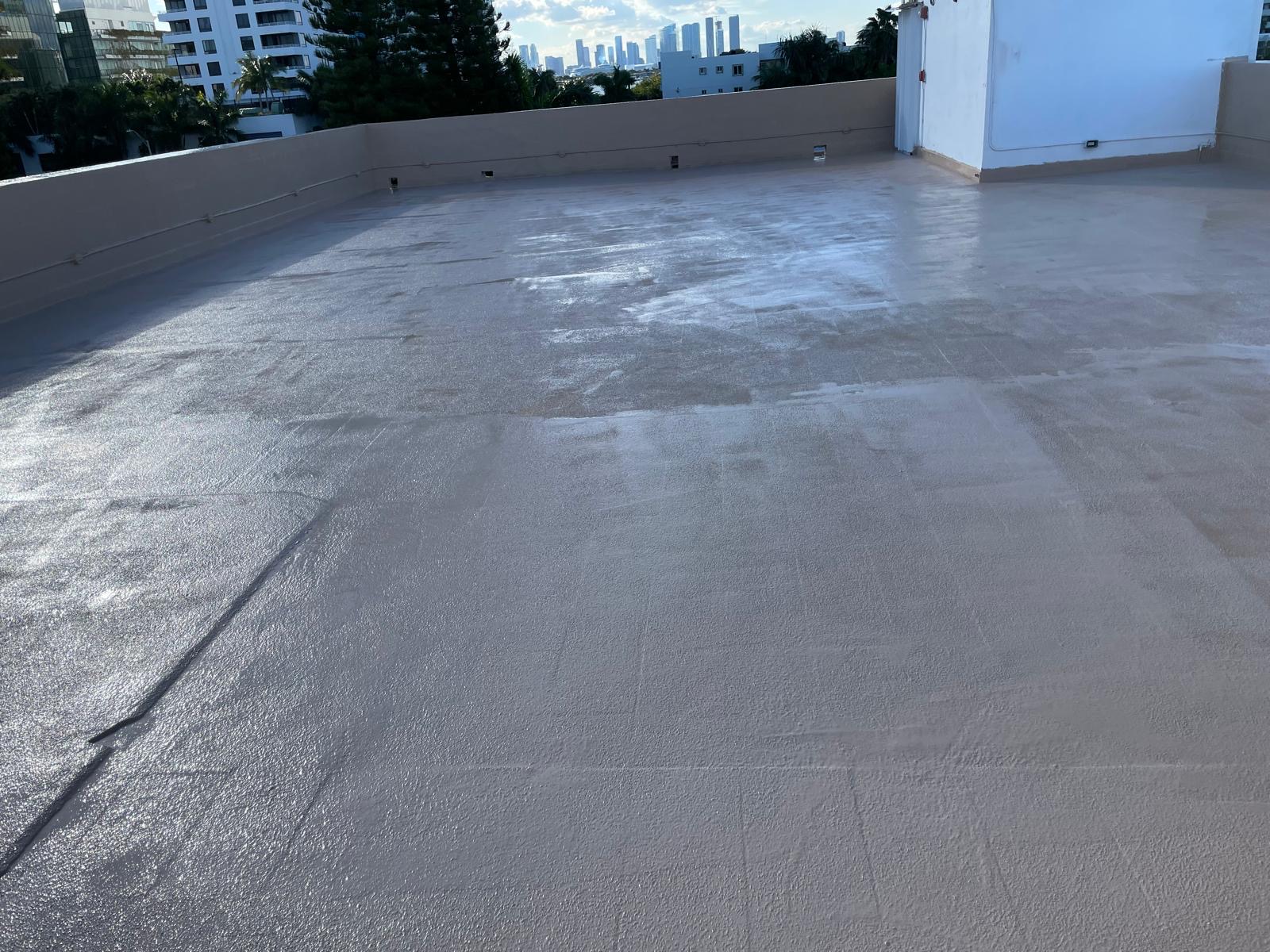 Finished waterproofed flat roof on a Miami condominium